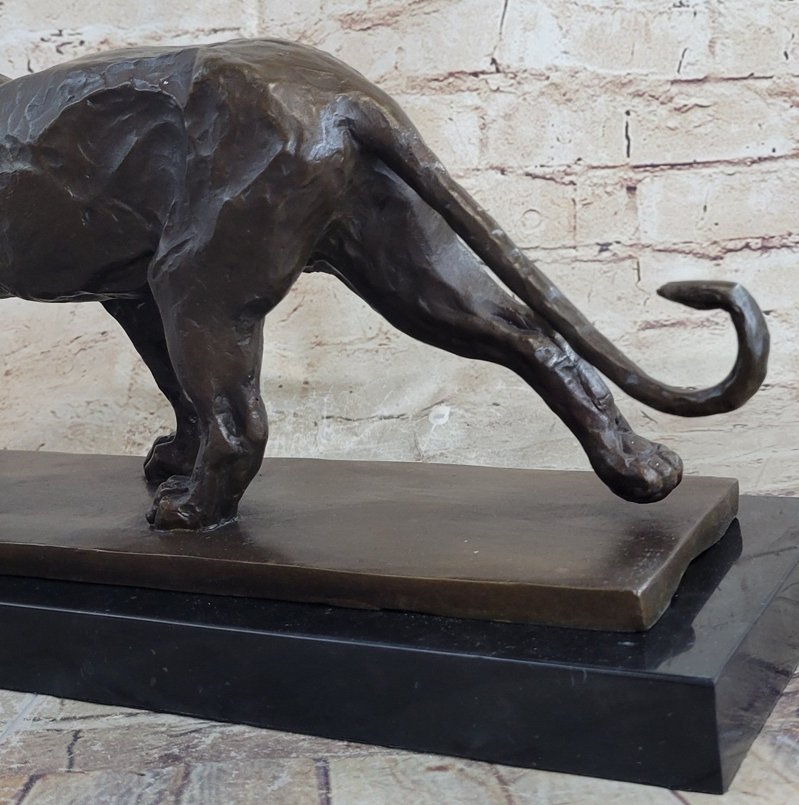 Large Bugatti Sleek Jaguar Puma Leopard Bronze Art Deco Figurine Sculpture Decor
