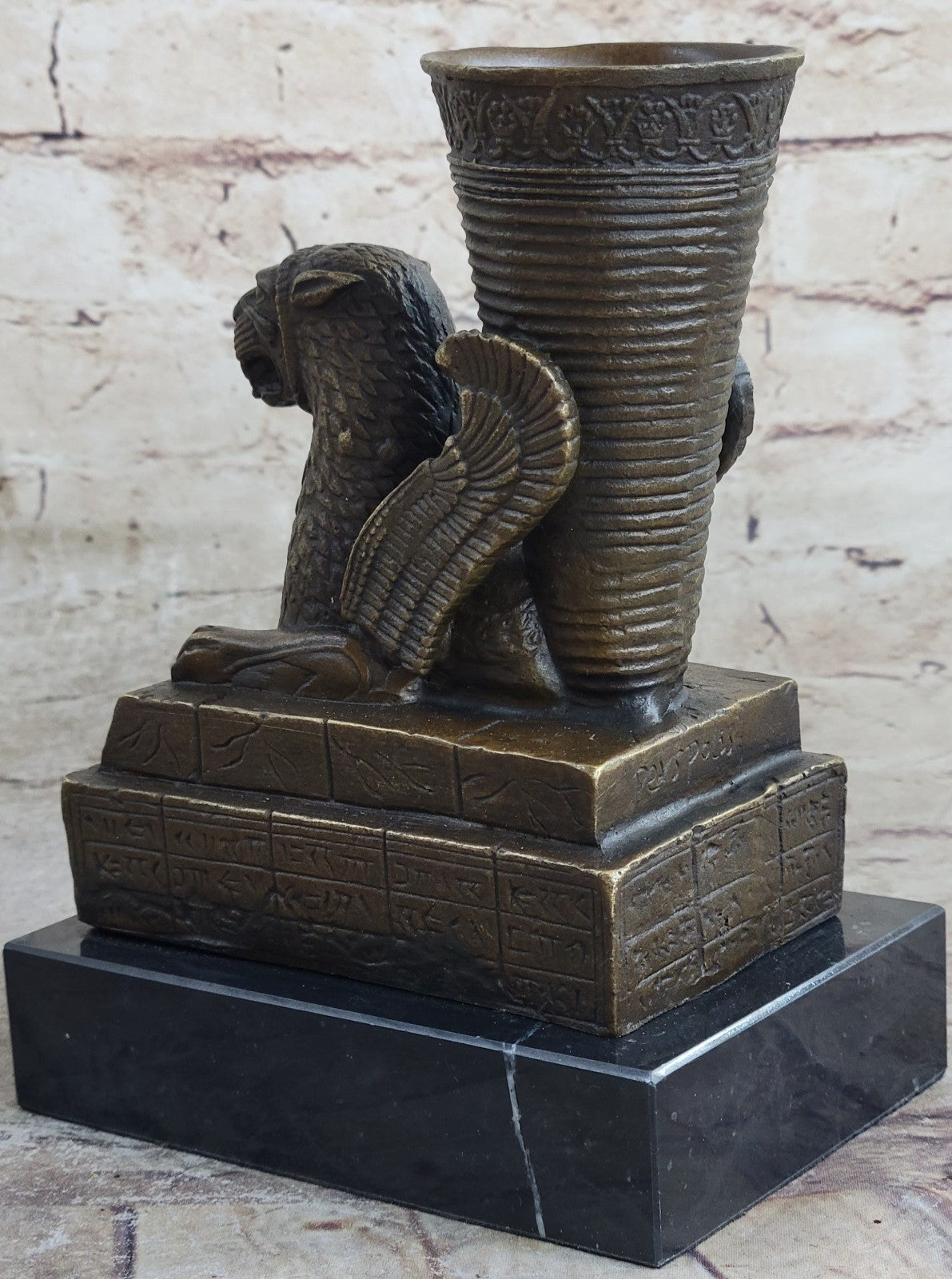 Signed Original Artwork Ornament Persepolis Statue model Candlestick Bronze Decor