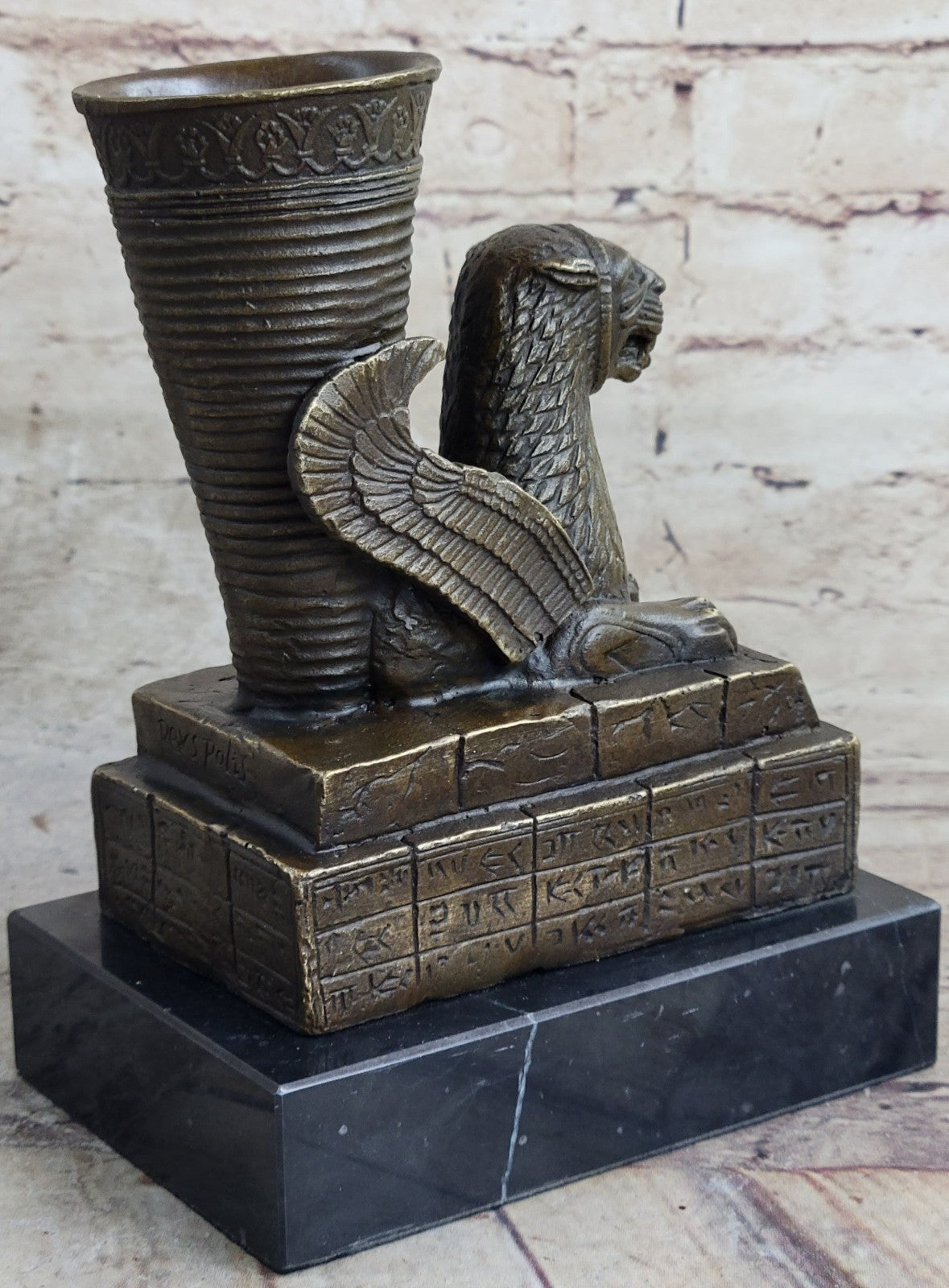 Signed Original Artwork Ornament Persepolis Statue model Candlestick Bronze Decor