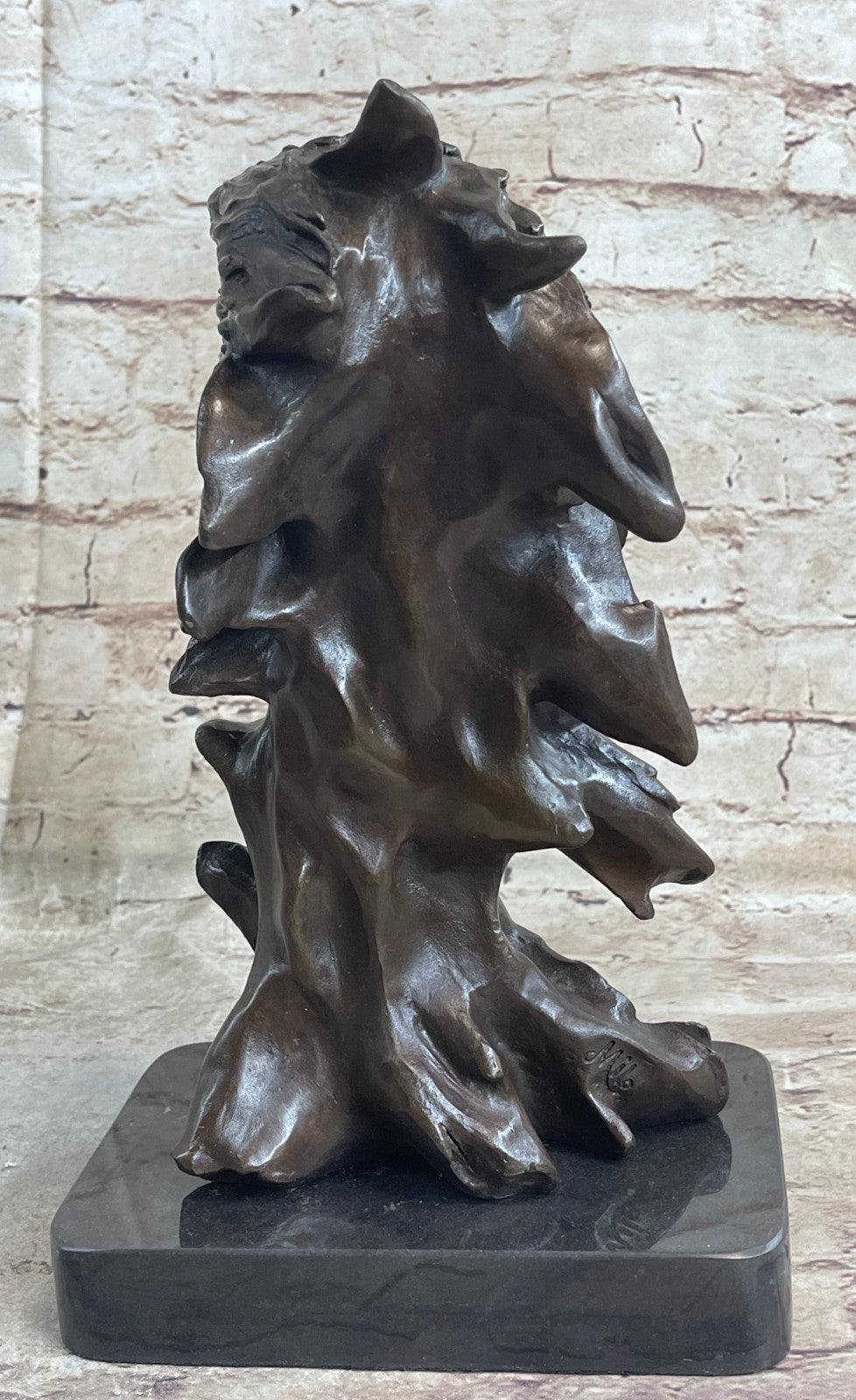 Magnificent Bronze Eagle with Dark Patina on Marble Base by Miguel Lopez