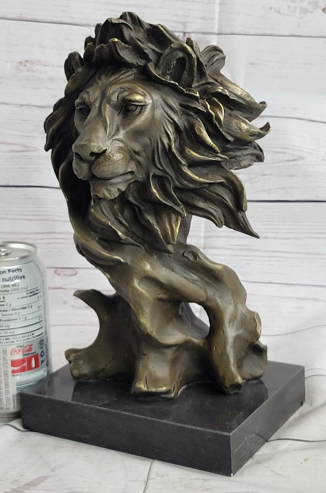 European Bronze Foo Fu Dog Guardion Door African Lion Leo Head Mask Statue