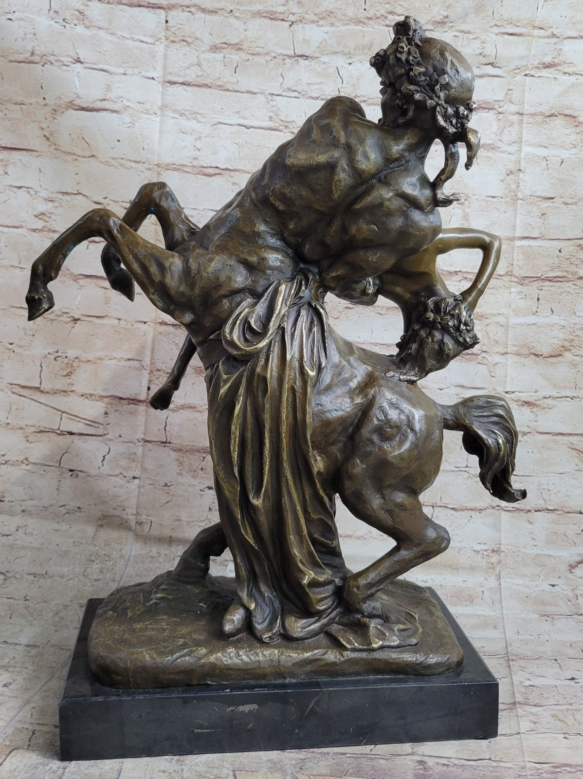 100% Solid Bronze Sculpture Theseus Slaying the Centaur Bienor Decor