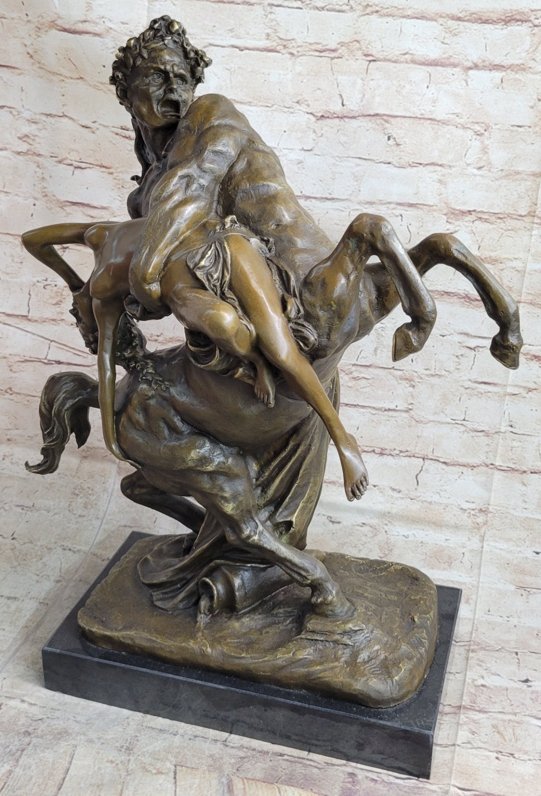 100% Solid Bronze Sculpture Theseus Slaying the Centaur Bienor Decor