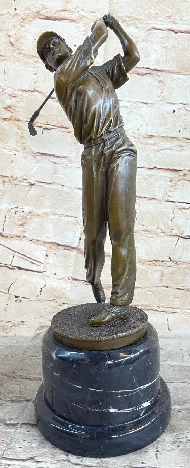 Vintage Bronze Golfer Golfing Statue Putting Figure Trophy Man Cave Club Putting