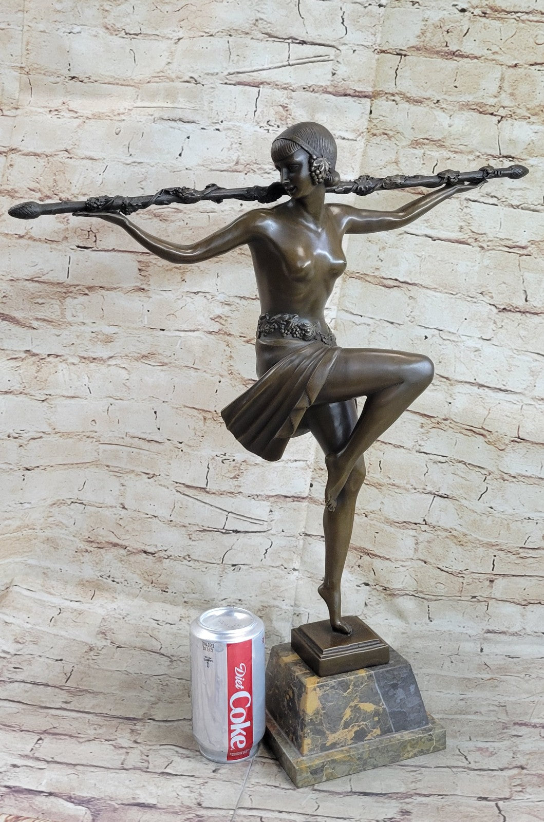 Nude Bronze Sculpture Thyrsus Dancer by Lost Wax Method Museum Quality Artwork