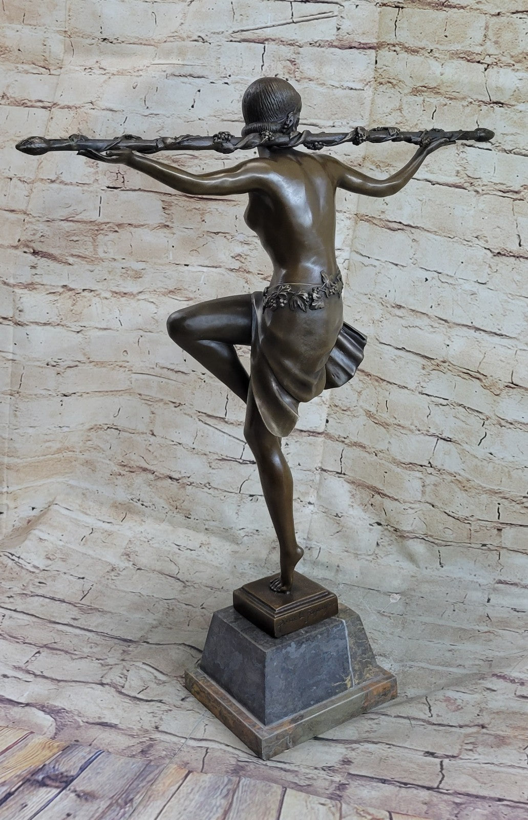 Nude Bronze Sculpture Thyrsus Dancer by Lost Wax Method Museum Quality Artwork