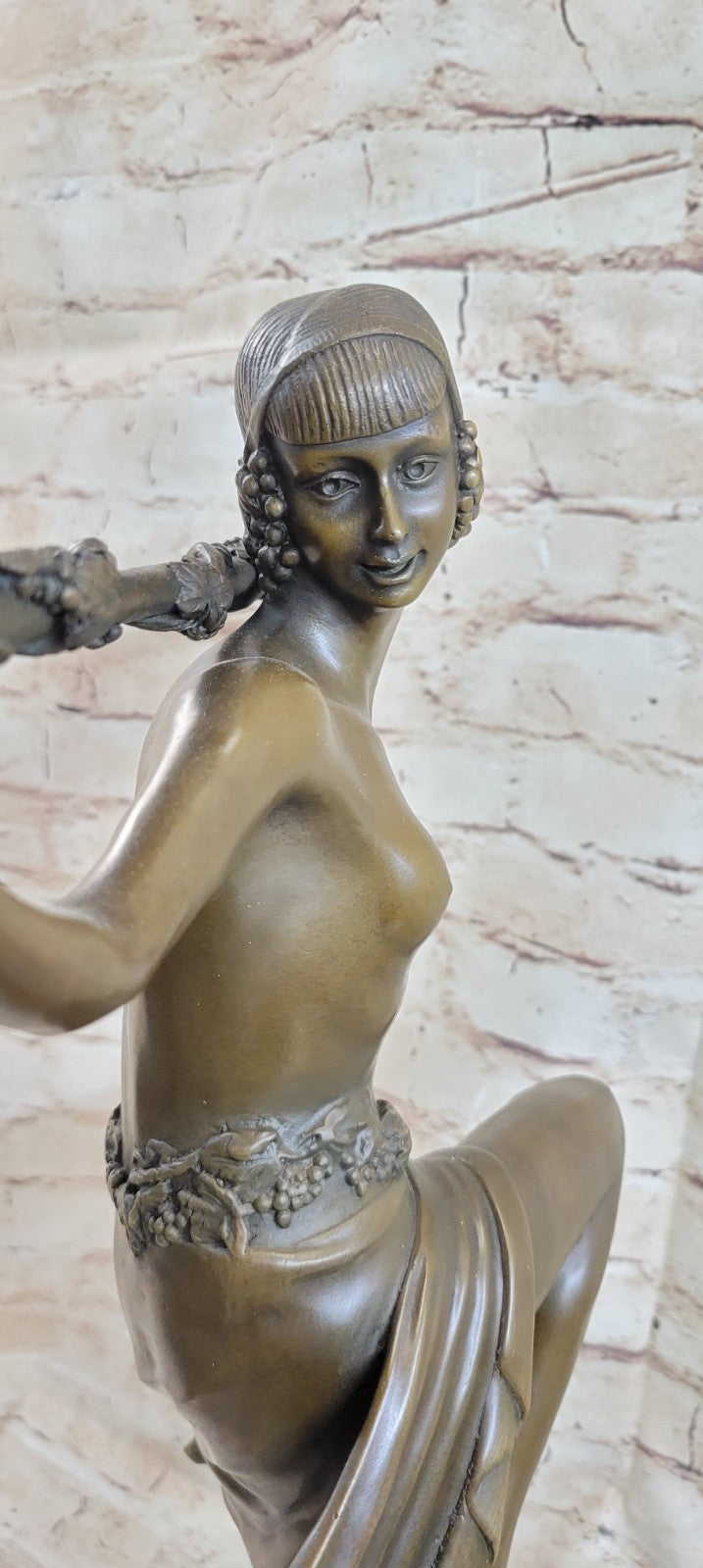 Nude Bronze Sculpture Thyrsus Dancer by Lost Wax Method Museum Quality Artwork