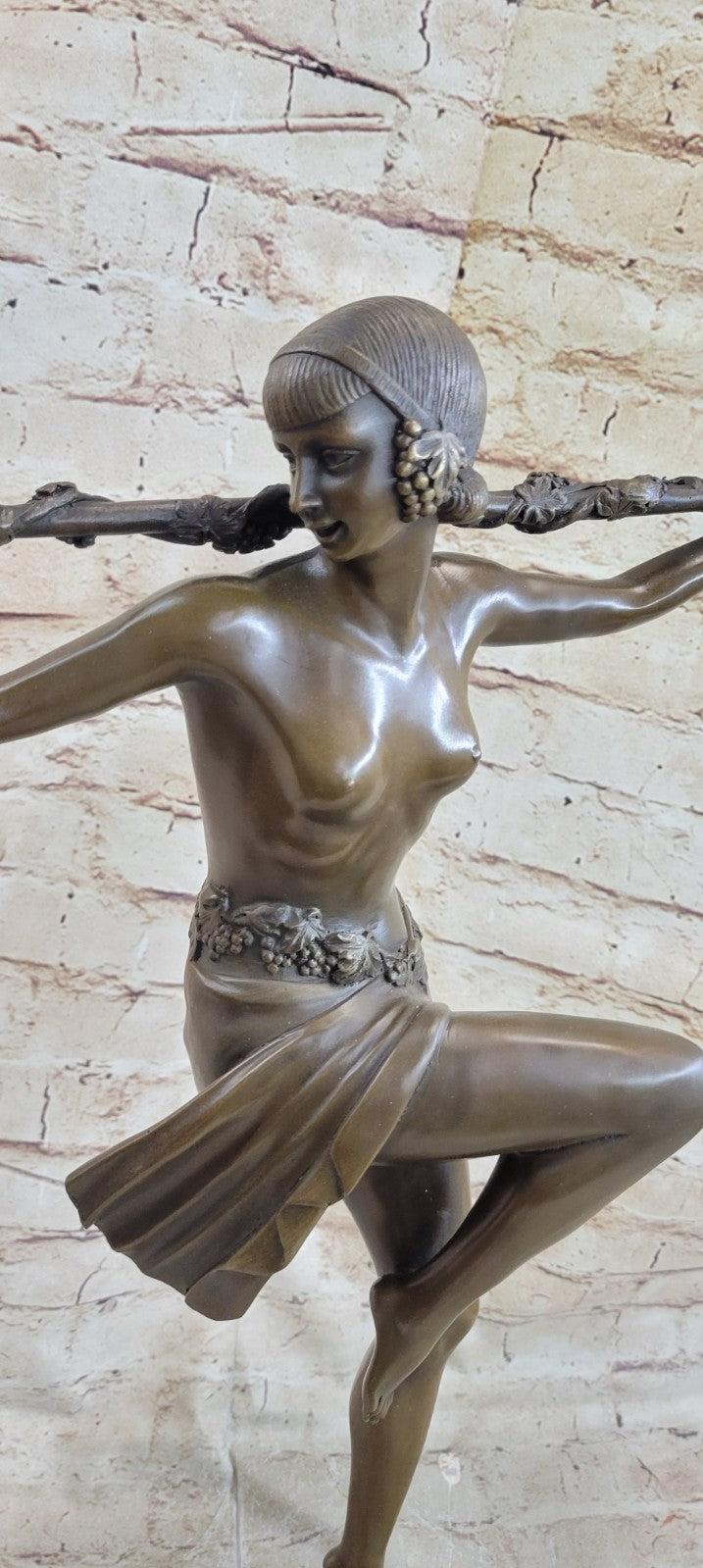 Nude Bronze Sculpture Thyrsus Dancer by Lost Wax Method Museum Quality Artwork