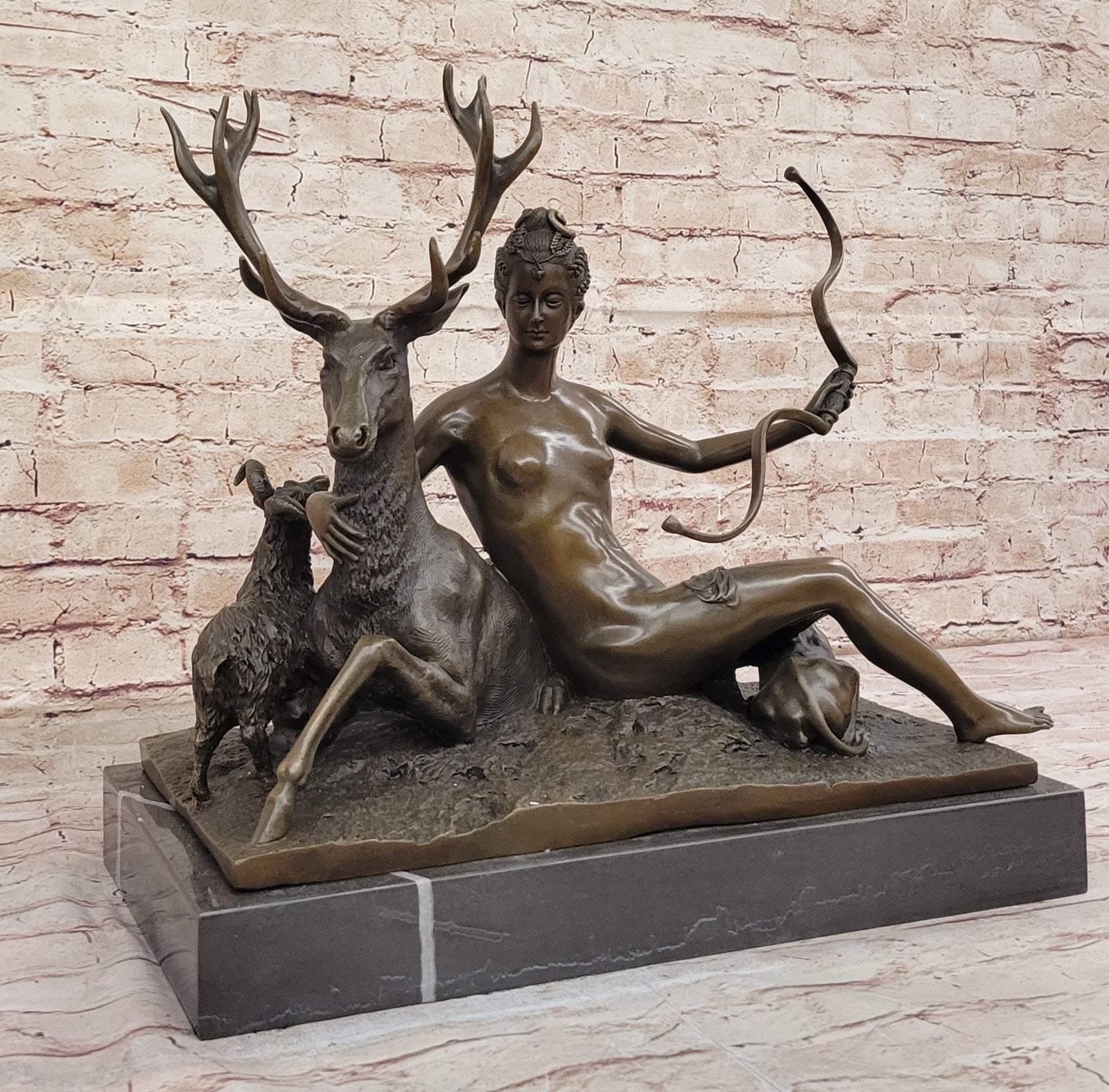 Home Office Decor: Signed Jacquiet Bronze Sculpture - Diana the Huntress Figurine