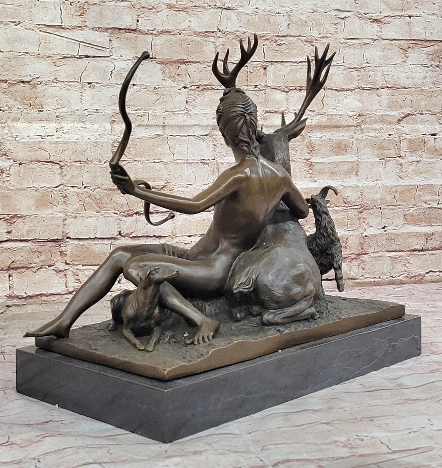 Home Office Decor: Signed Jacquiet Bronze Sculpture - Diana the Huntress Figurine