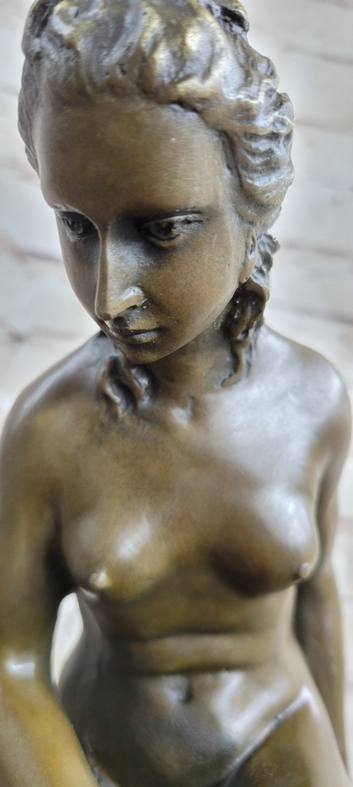 SOLID BRONZE FIGURE OF A NUDE MAIDEN AFTER ALLEGRAIN LOST WAX METHOD STATUE