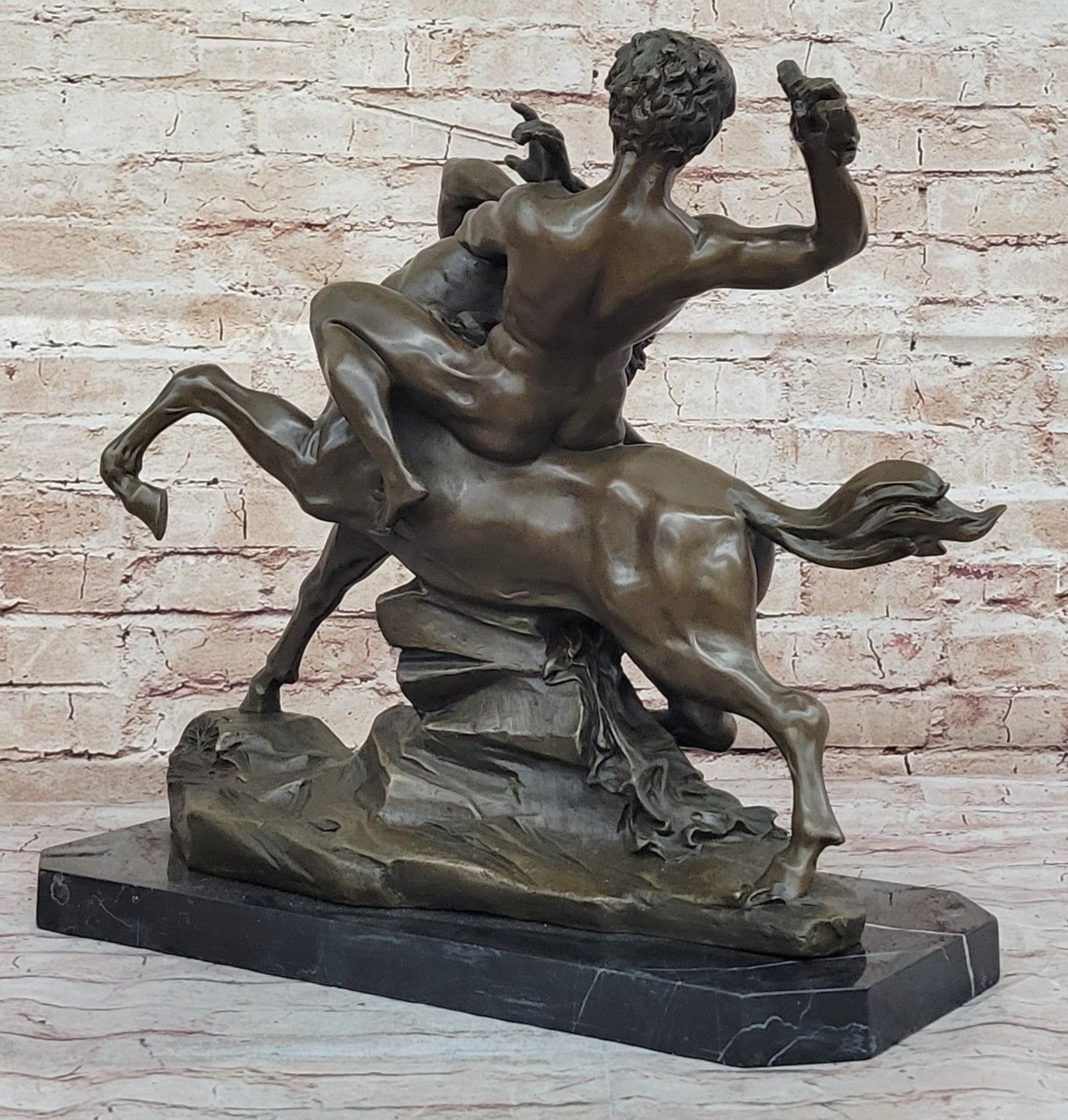 Antique Reproduction Beauty: Barye`s Theseus and the Centaur - Solid Bronze Figurine