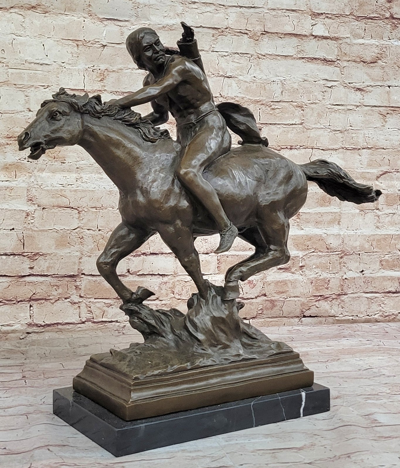 Collectible Masterpiece: Mario Nick`s Bronze Indian Hunter with Horse & Axe