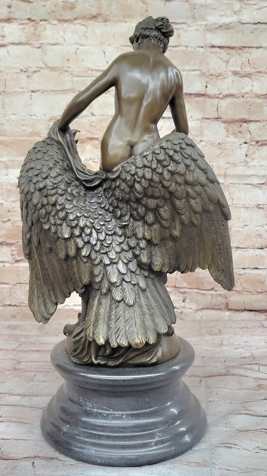 Handmade Elegance: Buhot`s Heber with Eagle - Nude Bronze Sculpture Decor