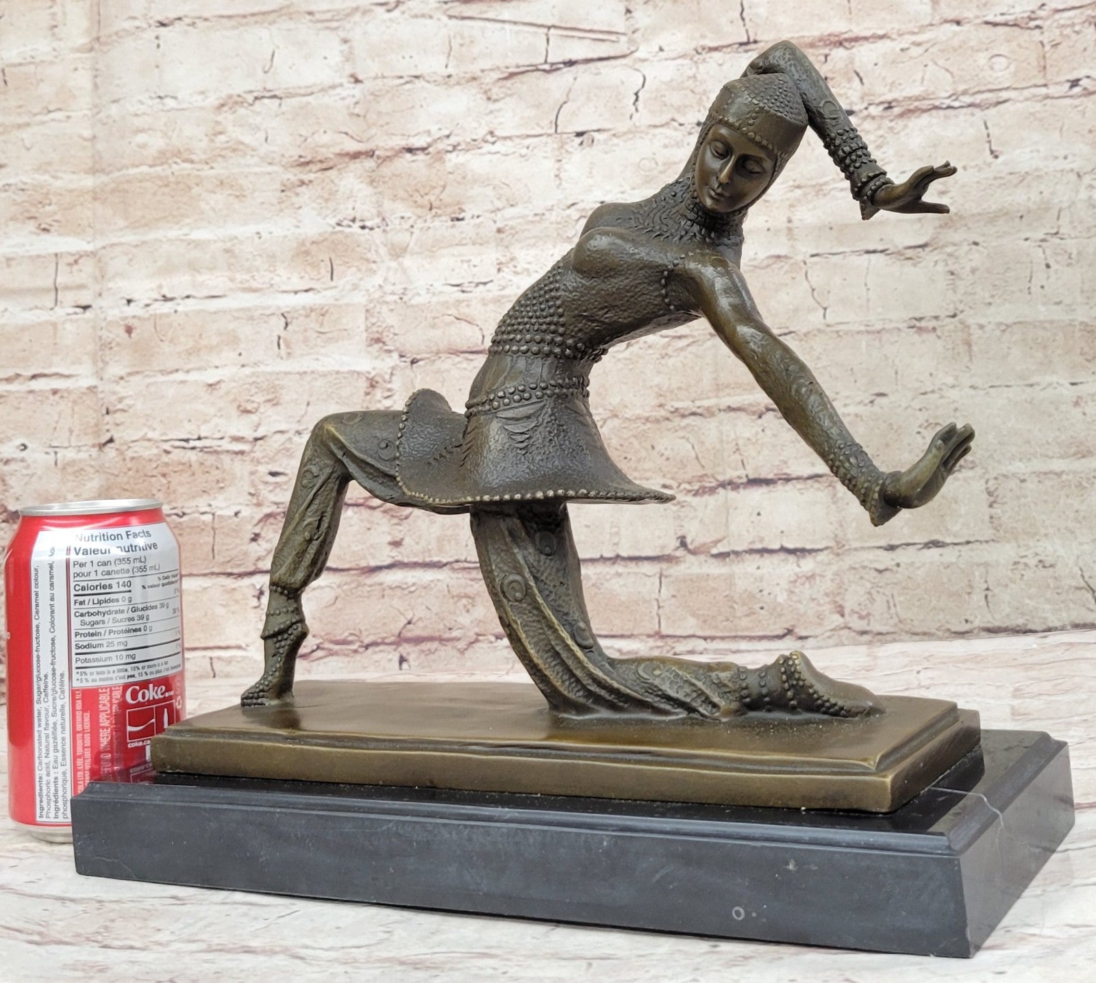 BRONZE ART DECO NOUVEAU SCULPTURE CHIPARUS LARGE MARBLE BASE FIGURINE HOME DECOR