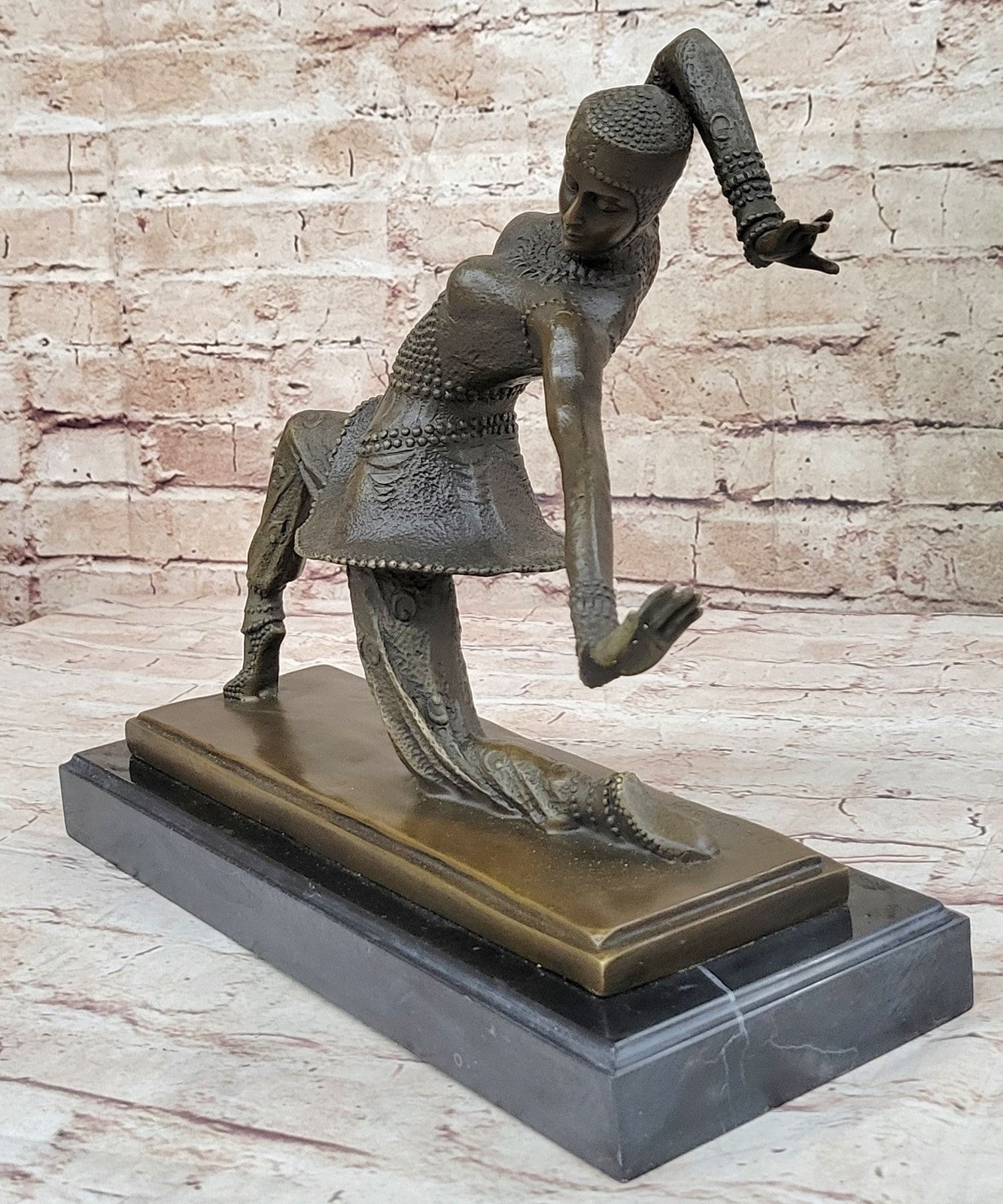 BRONZE ART DECO NOUVEAU SCULPTURE CHIPARUS LARGE MARBLE BASE FIGURINE HOME DECOR