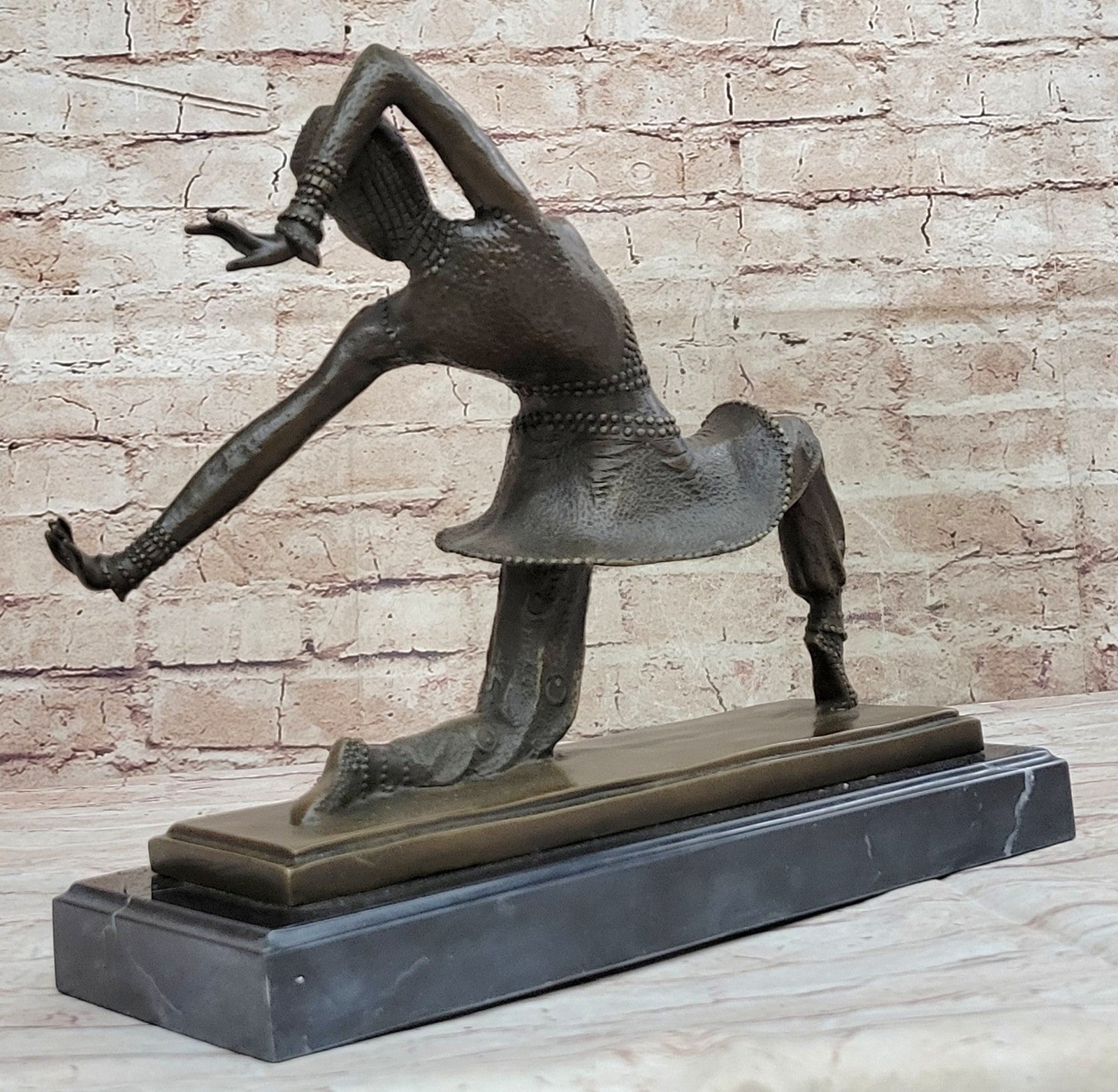 BRONZE ART DECO NOUVEAU SCULPTURE CHIPARUS LARGE MARBLE BASE FIGURINE HOME DECOR