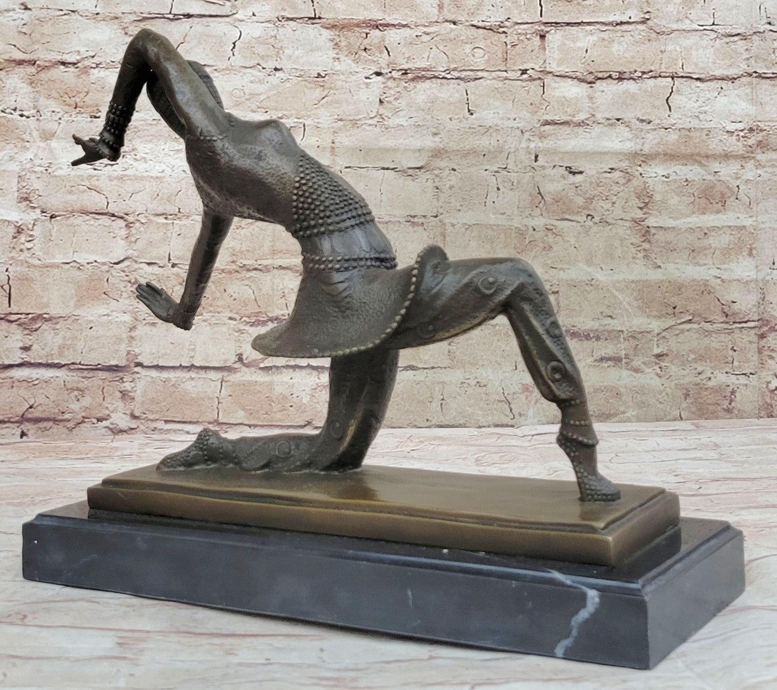 BRONZE ART DECO NOUVEAU SCULPTURE CHIPARUS LARGE MARBLE BASE FIGURINE HOME DECOR