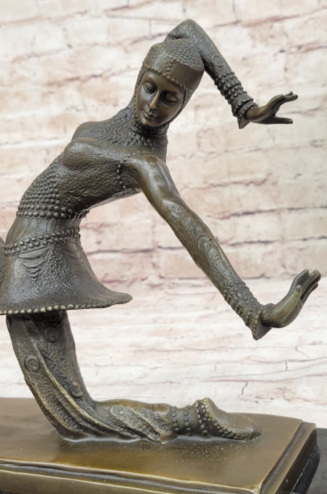 BRONZE ART DECO NOUVEAU SCULPTURE CHIPARUS LARGE MARBLE BASE FIGURINE HOME DECOR