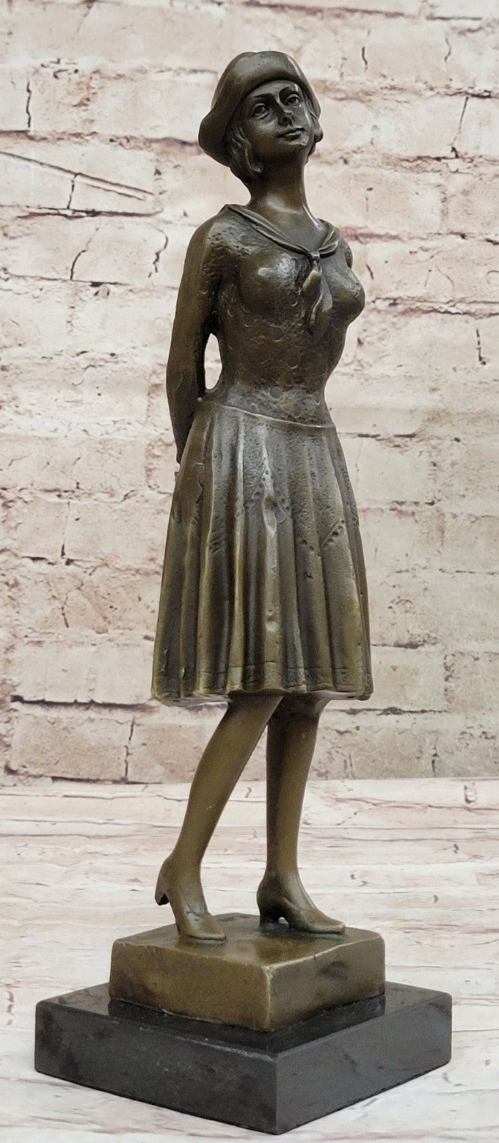 European Finery Bronze Copper Stand Beautiful Woman Beauty Girl Statue Sculpture