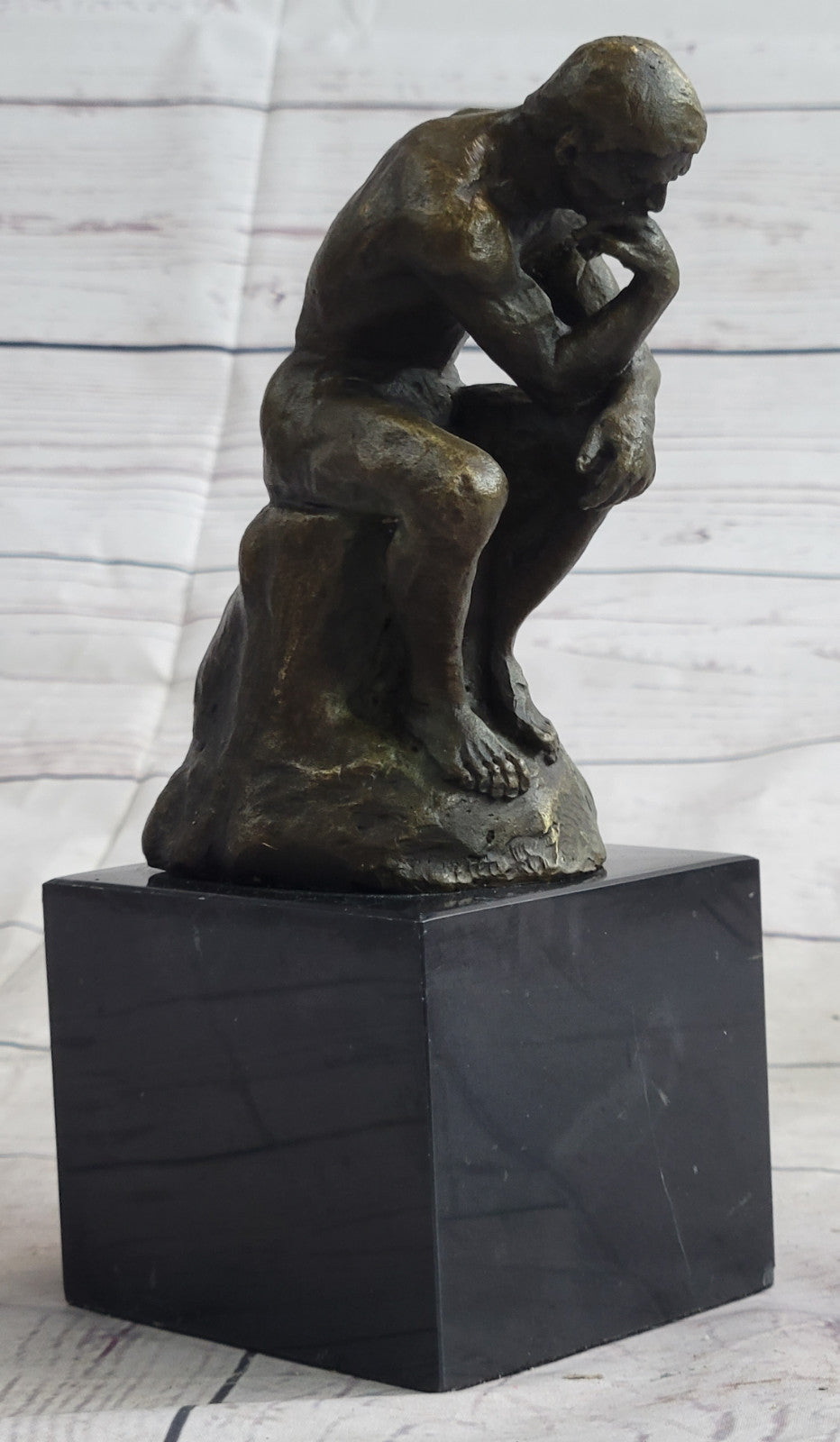 Rodin Rodin`s The Thinker Sensual Male Nude Bronze Marble Statue Sculpture Art