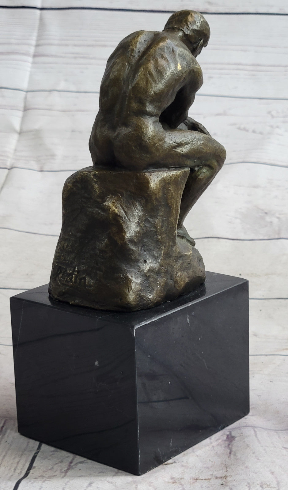Rodin Rodin`s The Thinker Sensual Male Nude Bronze Marble Statue Sculpture Art