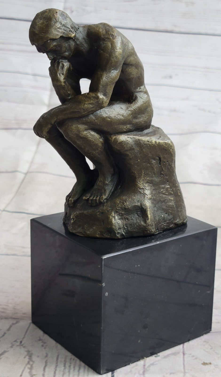 Rodin Rodin`s The Thinker Sensual Male Nude Bronze Marble Statue Sculpture Art