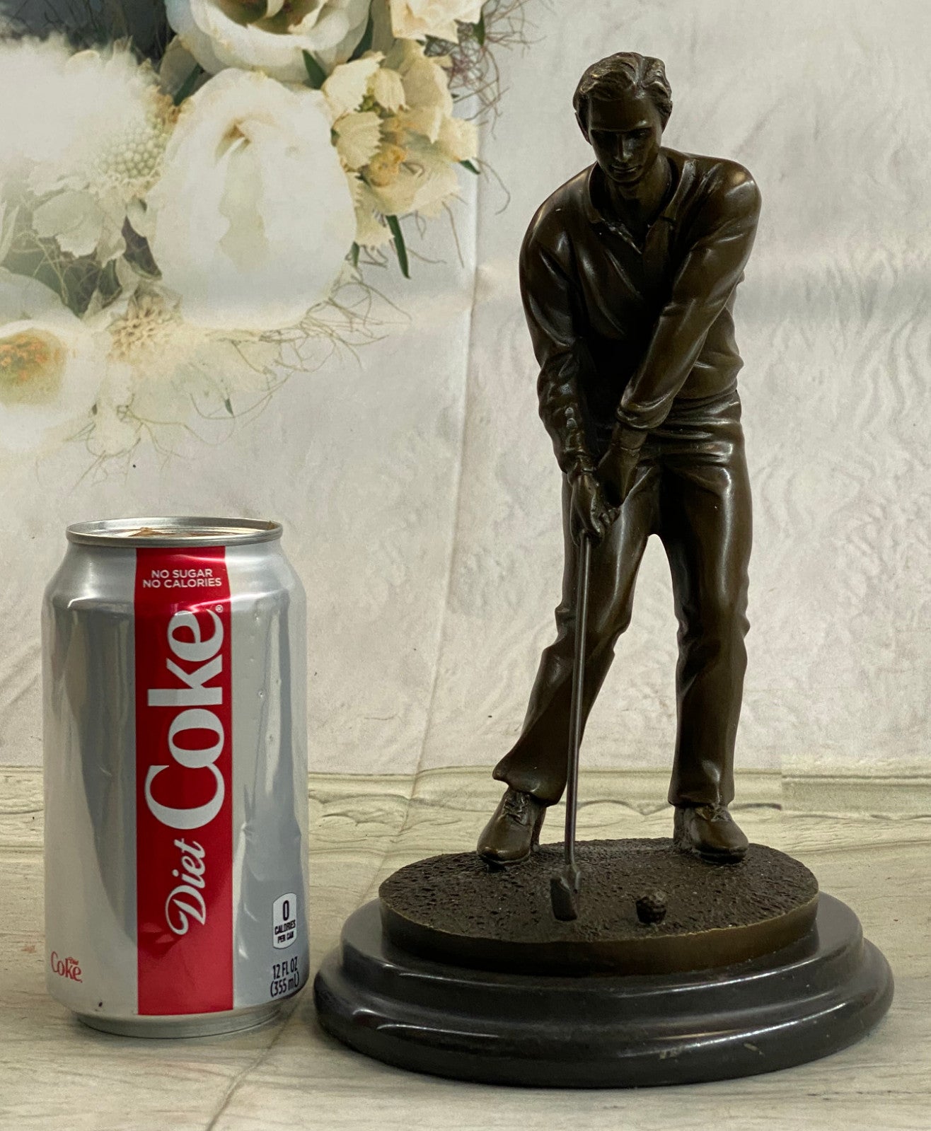 100% Solid Bronze Sculpture Statue Golfer Golf Male Golfing Trophy Deal Figurine