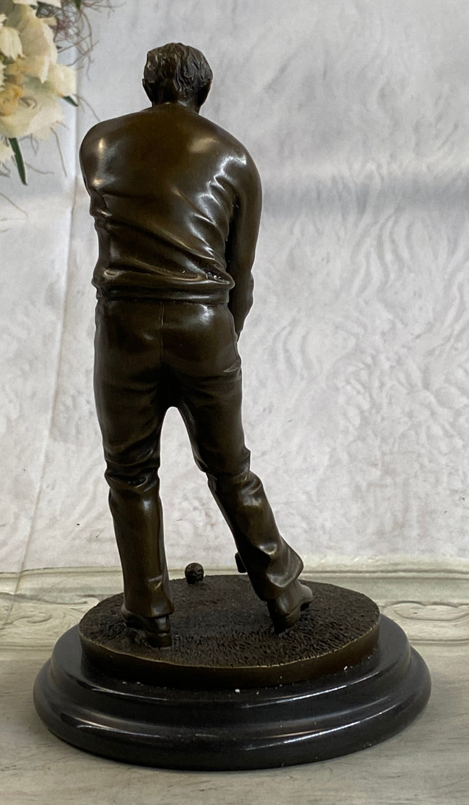 100% Solid Bronze Sculpture Statue Golfer Golf Male Golfing Trophy Deal Figurine