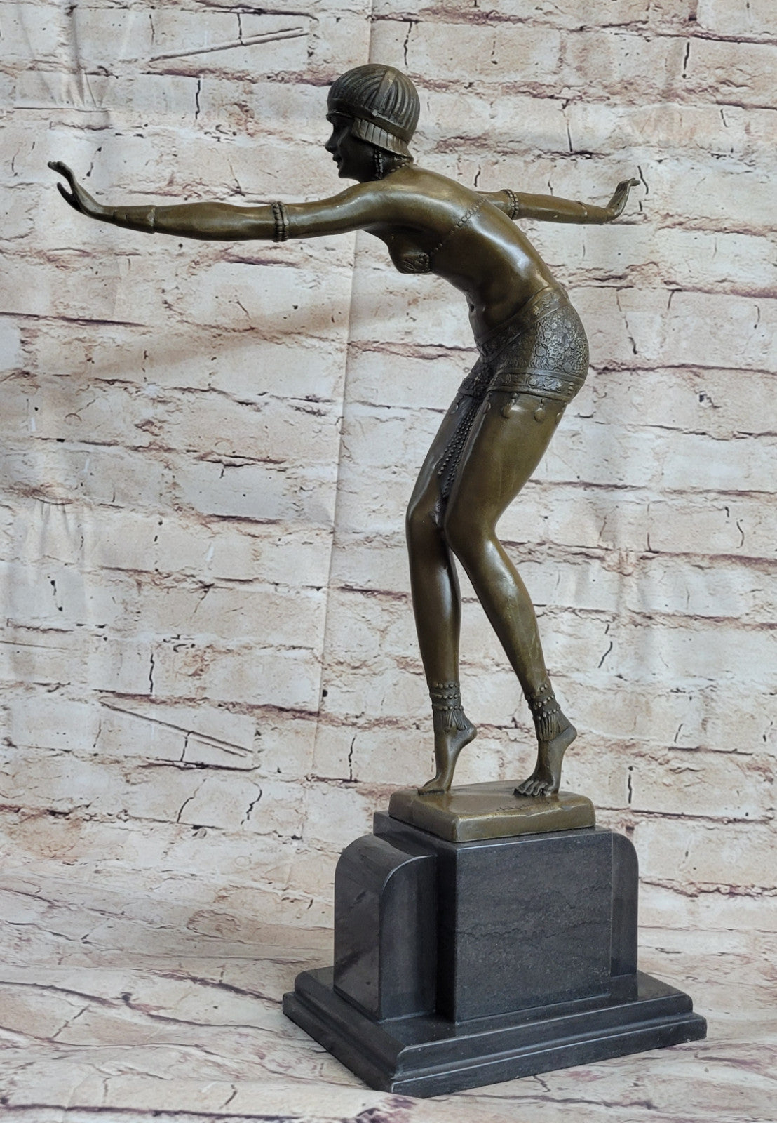 Signed Chiparus Elegant Dancer in Real Bronze Art Deco Bronze Sculpture Hot Cast
