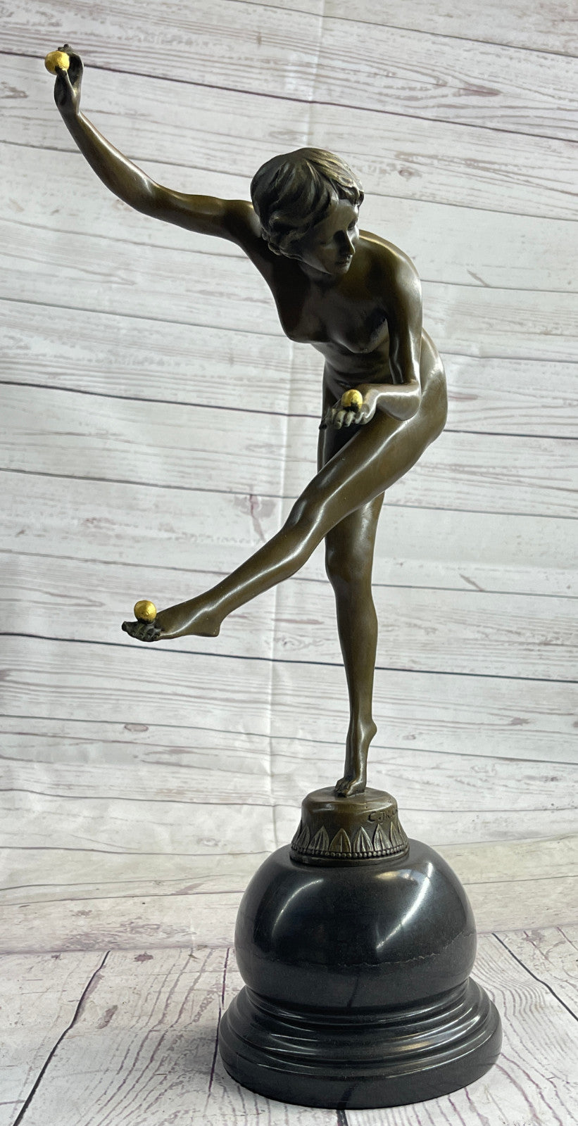 Claire Colinet`s Art Nouveau "The Juggler" Bronze Sculpture: Handcrafted Artwork