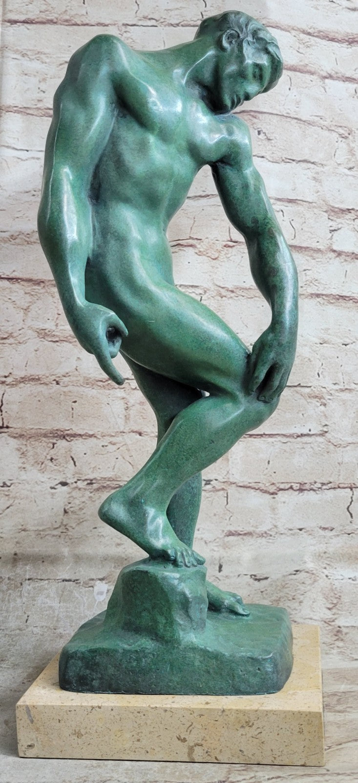 A Cast Bronze Sculpture, Adam, By Auguste Rodin Special Patina 18" Tall Decor