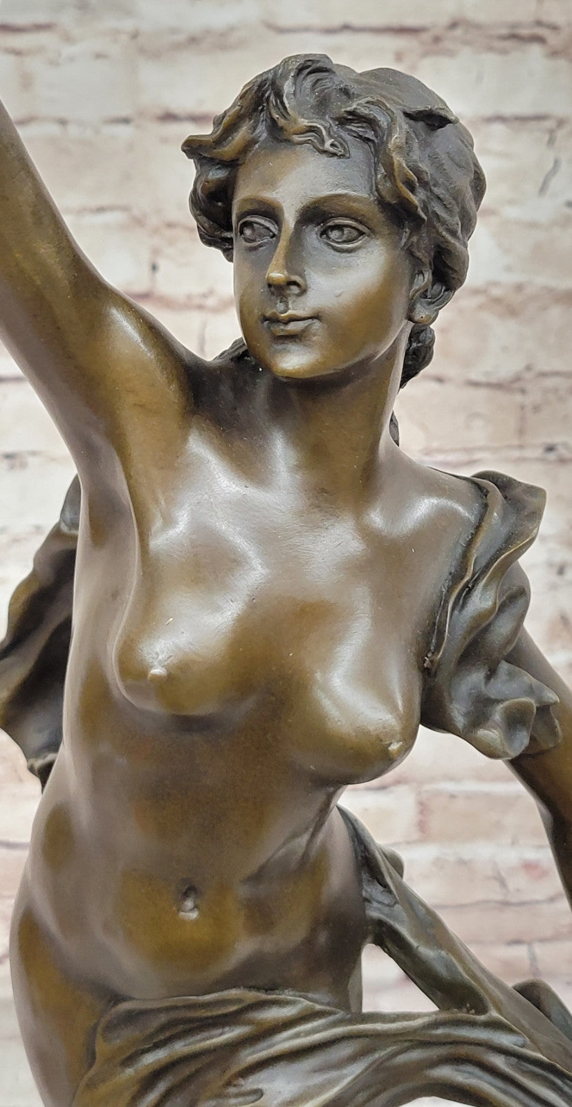 Handcrafted Excellence: A. Moreau Sculpture - Bronze Nude Lady with Bird, Art Deco