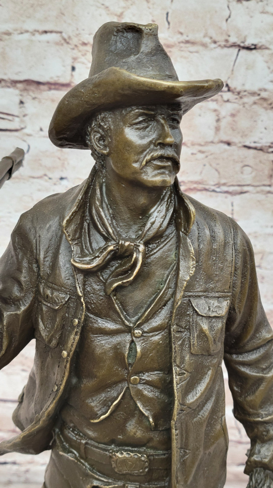 Milo`s Fine Art: Original Cowboy Bronze Statue with Gun and Loyal Dog - Western Decor