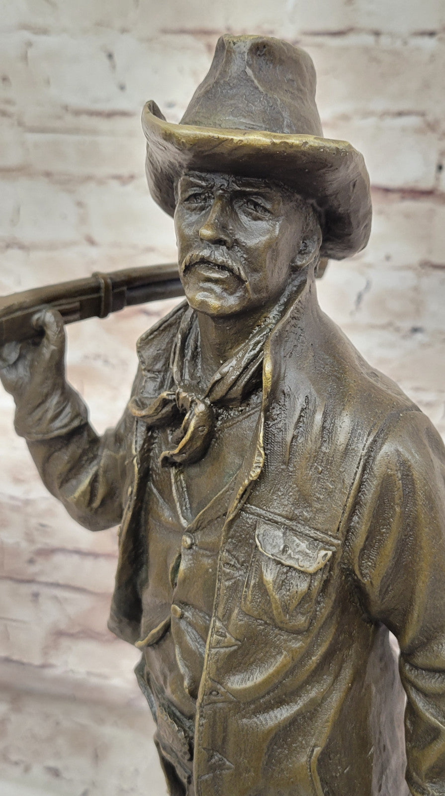 Milo`s Fine Art: Original Cowboy Bronze Statue with Gun and Loyal Dog - Western Decor