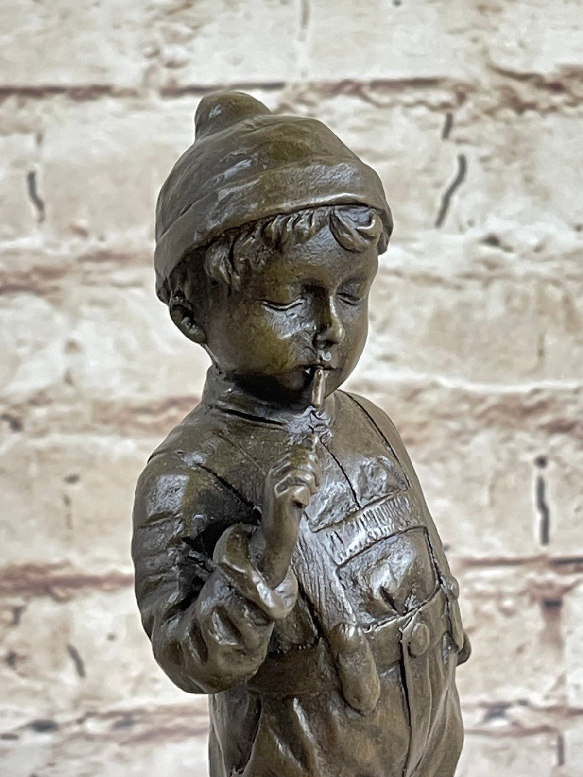 Hand Made Hot Cast Little Boy Smoking Humorous Bronze Sculpture Figurine