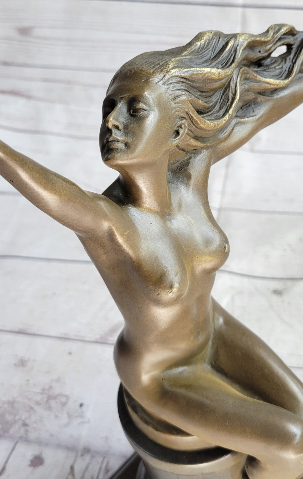 NUDE LADY FREE BIRD BRONZE MARBLE SCULPTURE FIGURINE STATUE FIGURE FIGURINE Sale