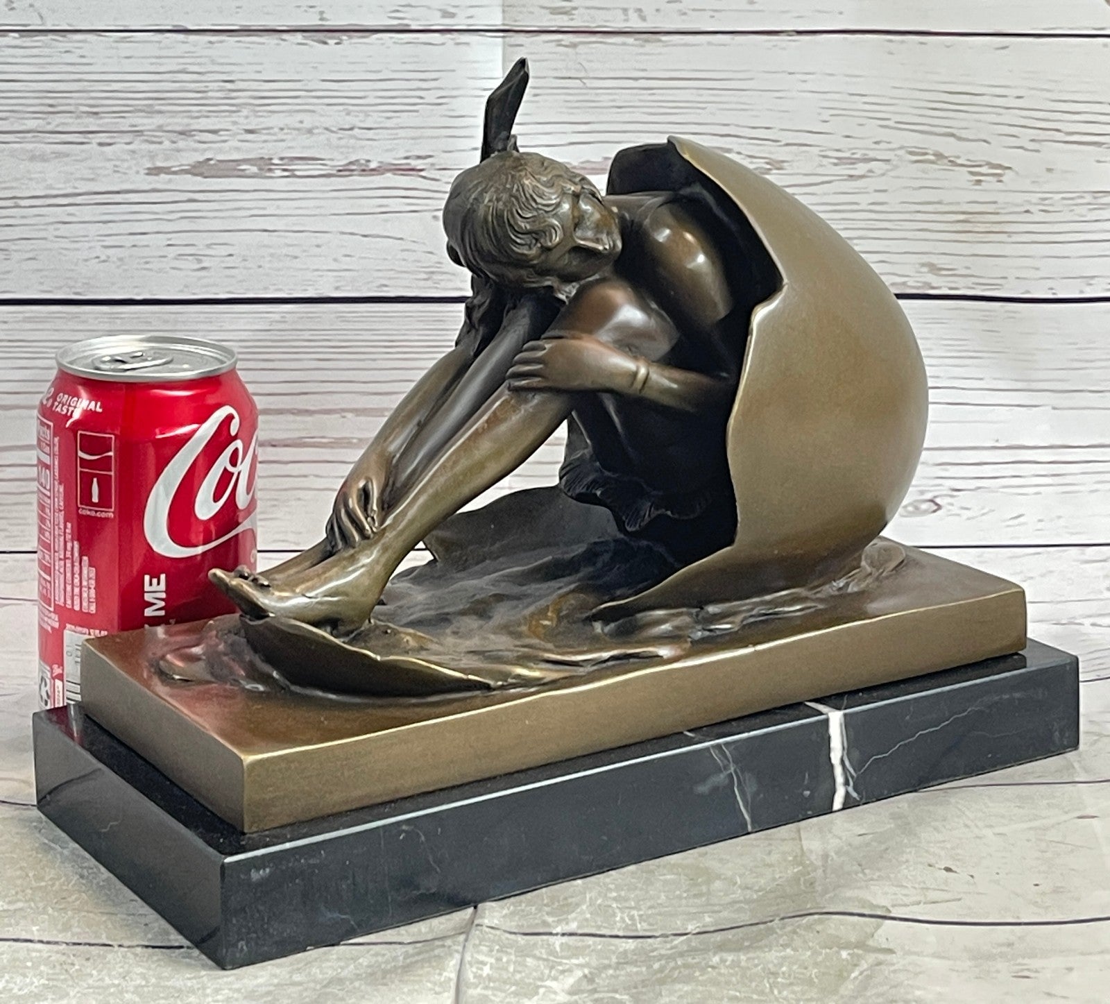 "Cholesterol" Female Emerging From Egg Bronze Sculpture by Bruno Zach Hot Cast