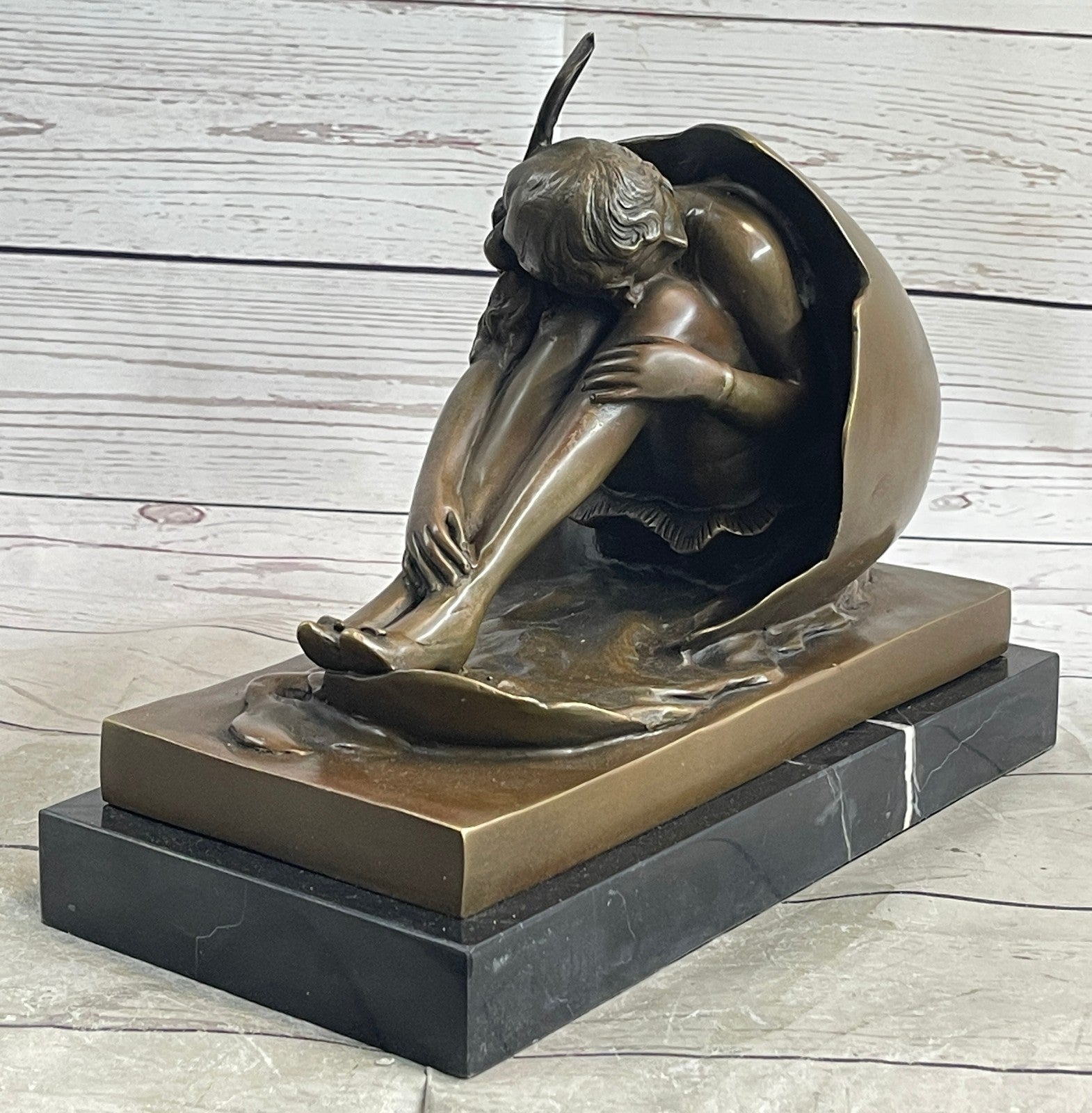 "Cholesterol" Female Emerging From Egg Bronze Sculpture by Bruno Zach Hot Cast