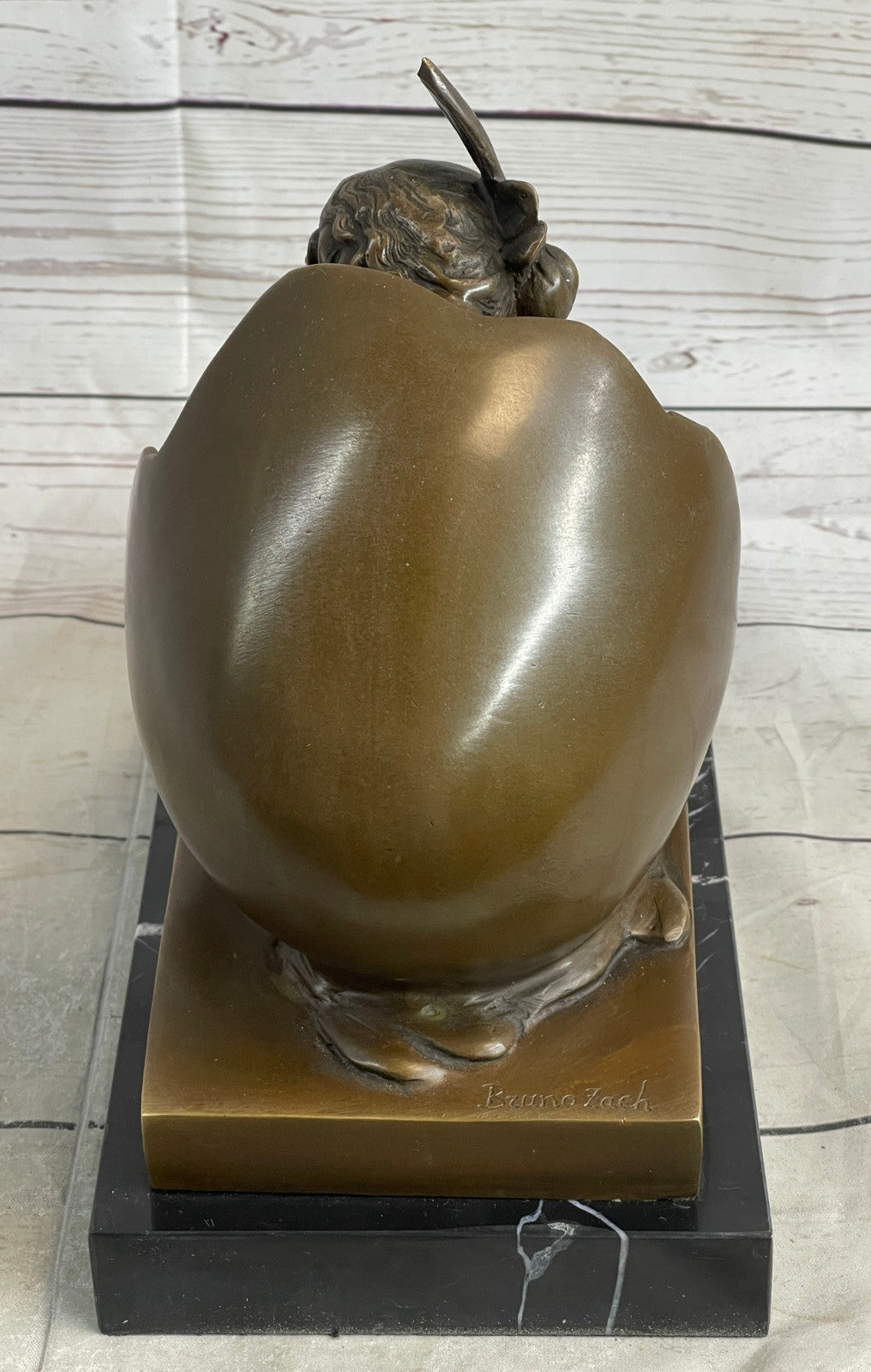 "Cholesterol" Female Emerging From Egg Bronze Sculpture by Bruno Zach Hot Cast