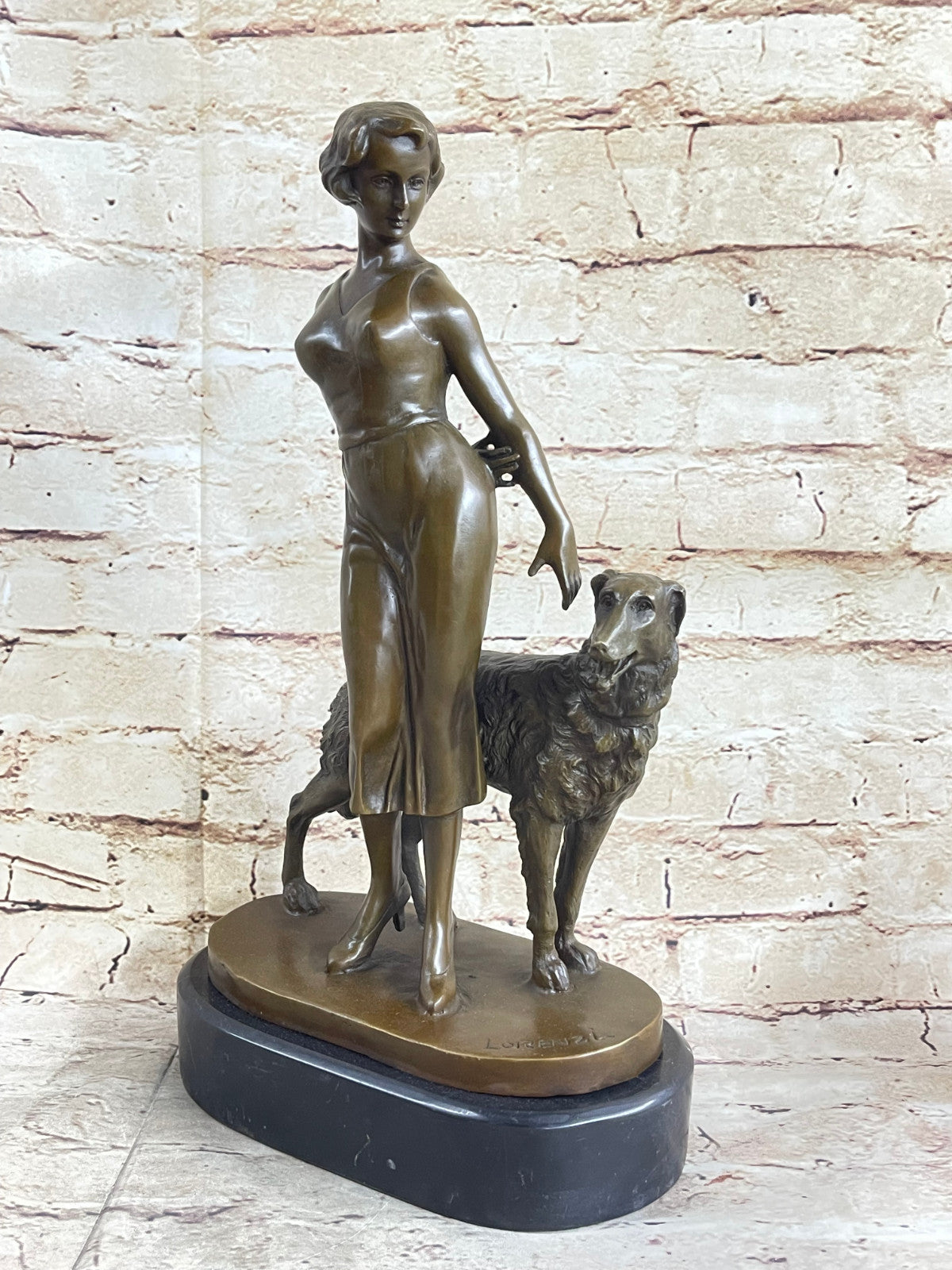 Viennese Art Deco Bronze Figure on a Marble Base by Joseph Lorenzl, 1930 product
