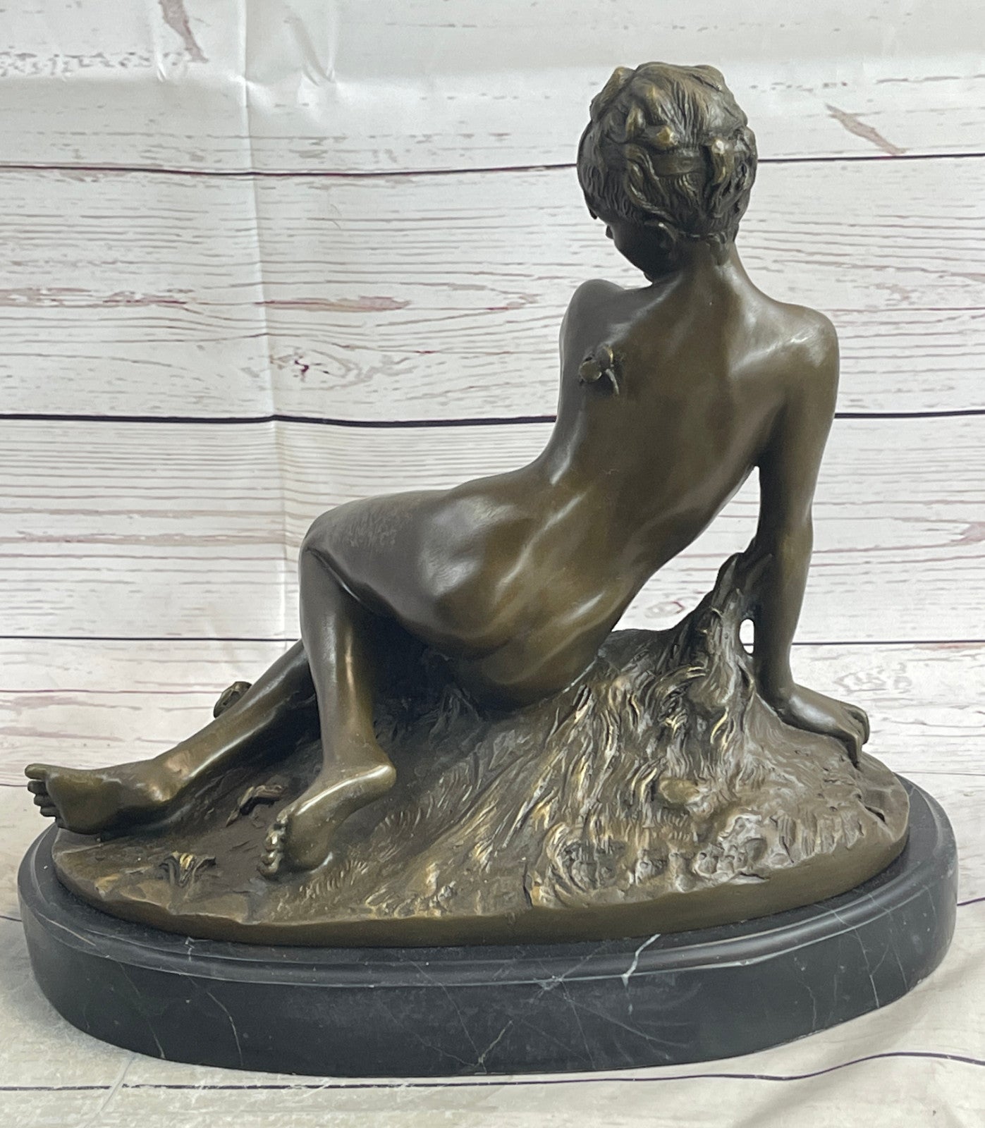 Elegant Art Deco Bronze Sculpture of a Nude Woman with Butterfly, Signed by Leon Bertaux