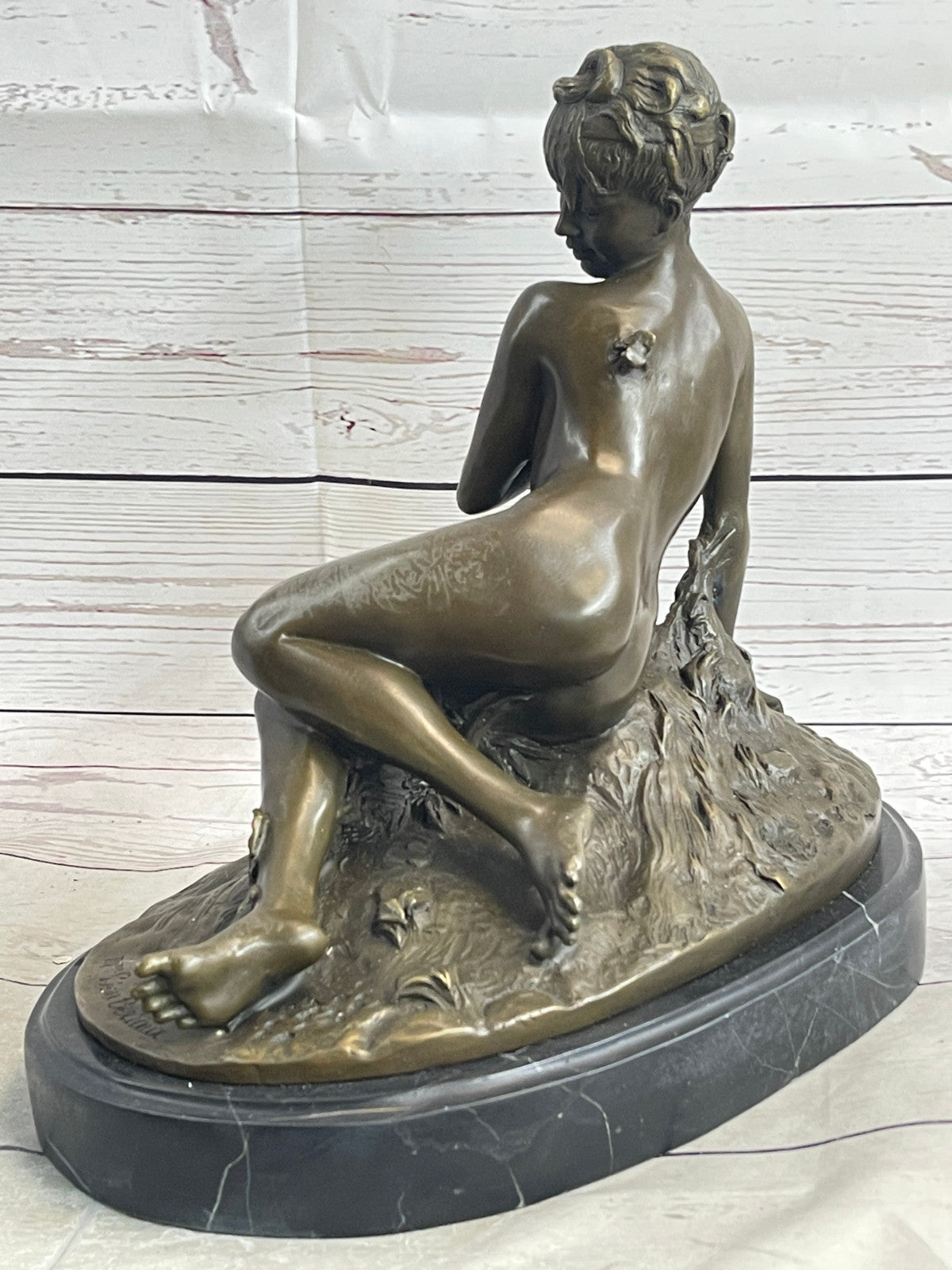 Elegant Art Deco Bronze Sculpture of a Nude Woman with Butterfly, Signed by Leon Bertaux