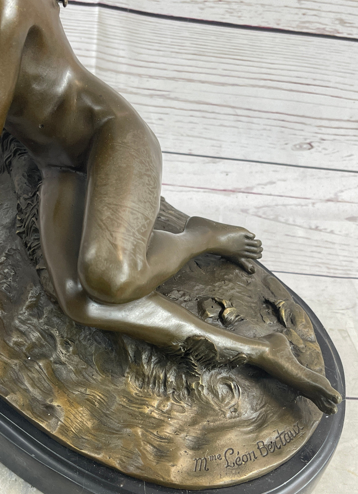 Elegant Art Deco Bronze Sculpture of a Nude Woman with Butterfly, Signed by Leon Bertaux