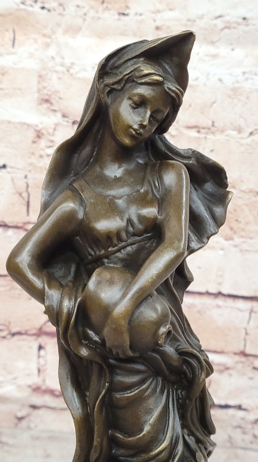 Timeless Beauty: Handmade Bronze Sculpture of a Maiden and Water Jug