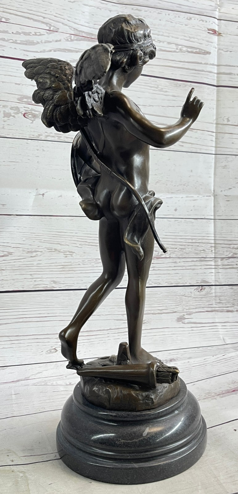 Beautiful Winged Cherub Cupid Bronze Bust Auguste Moreau Mid Century Sculpture