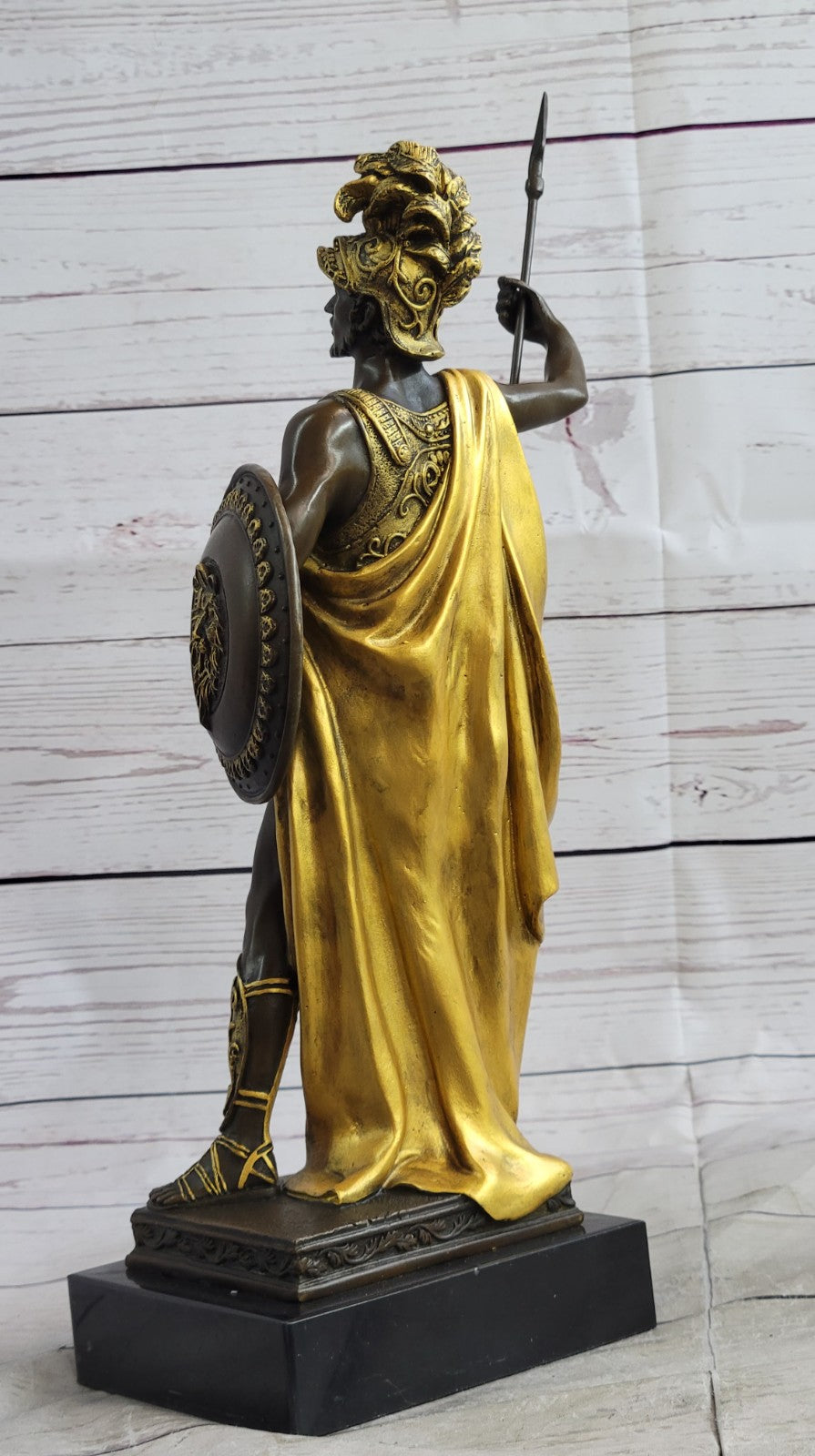 Art Deco Military Greek Roman Warrior Soldier Hot Cast Bronze Marble Base Statue
