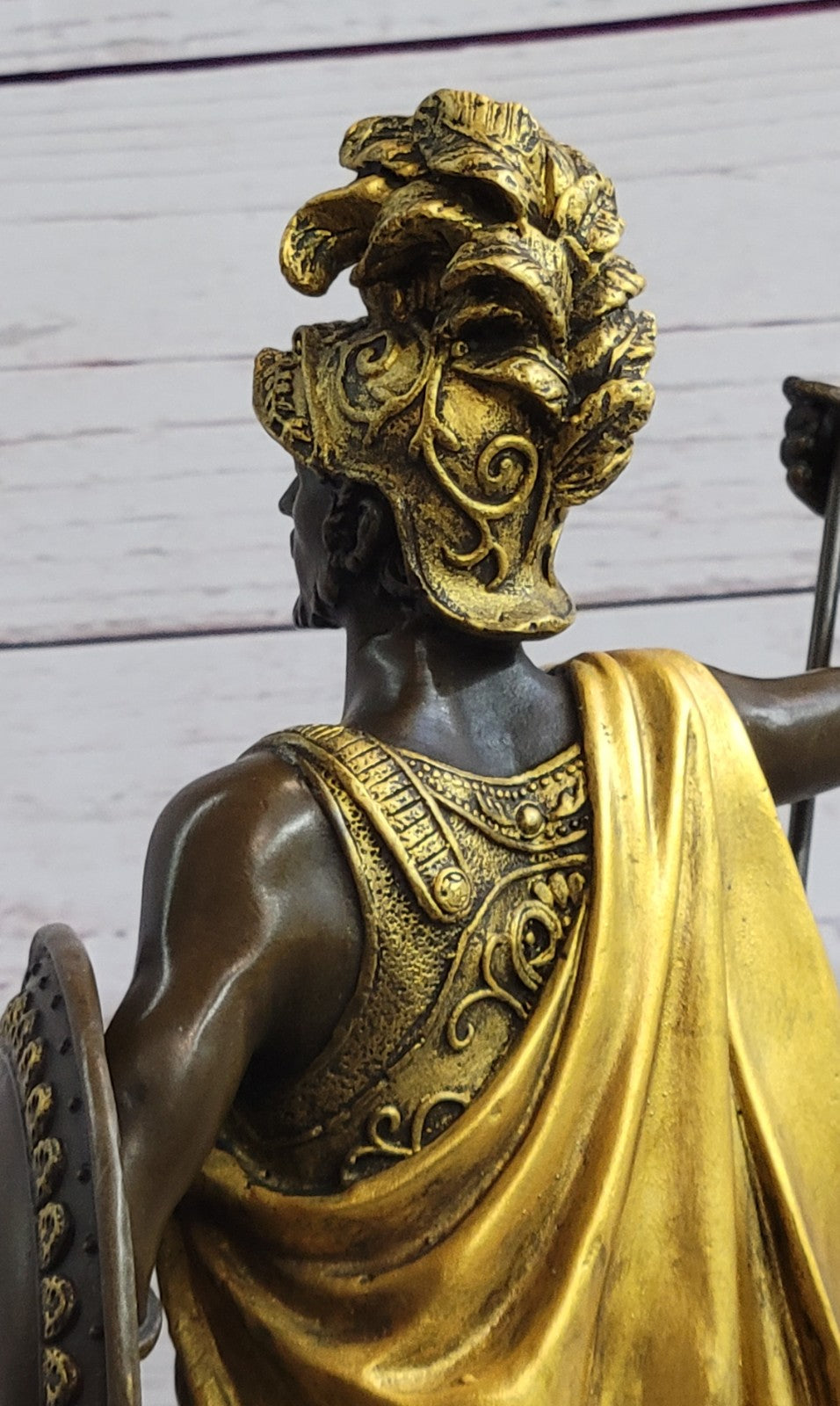 Art Deco Military Greek Roman Warrior Soldier Hot Cast Bronze Marble Base Statue