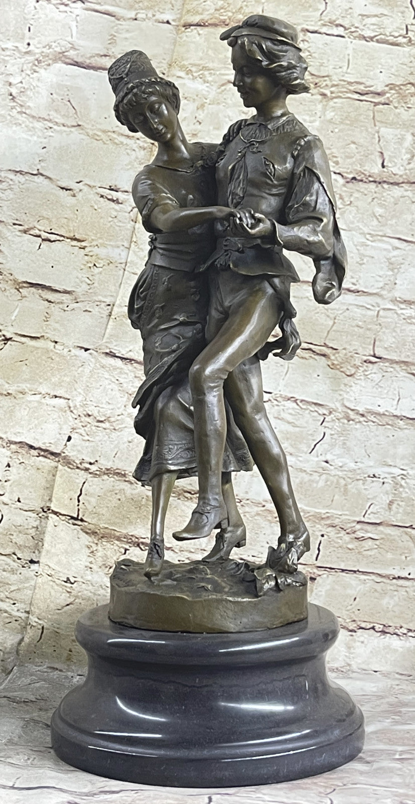 Bronze Statue Dancing Couple Figure The Harvest Dance, Signed: Gaudez Lost Wax