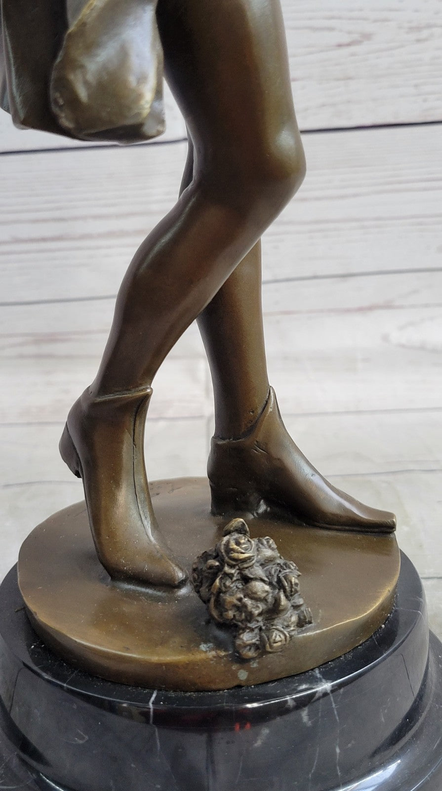 European Bronze Figure of a Minstrel by Leon Fagel, Warrior Statue with Sword